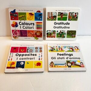 My First Bilingual Board Books English Italian Set of 4 Colors Feelings Opposite